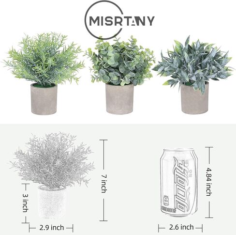 MISRTANY 3 Pack Mini Potted Artificial Eucalyptus Plants Fake Plants for Home Decor Office Desk Shower Farmhouse Room Decoration in Kuwait