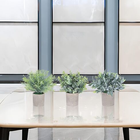 MISRTANY 3 Pack Mini Potted Artificial Eucalyptus Plants Fake Plants for Home Decor Office Desk Shower Farmhouse Room Decoration in Kuwait