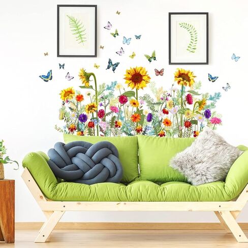 الزهور جدار الشارات الربيع فراشة زهرة الجدار الجداريات ملصقات قابلة للإزالة DIY قشر وعصا حديقة الزهور جدار الفن للأطفال أطفال بنات الحضانة الفصول الدراسية غرفة نوم غرفة المعيشة ديكور in Kuwait