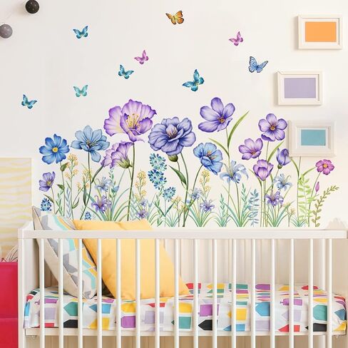 الزهور جدار الشارات الربيع فراشة زهرة الجدار الجداريات ملصقات قابلة للإزالة DIY قشر وعصا حديقة الزهور جدار الفن للأطفال أطفال بنات الحضانة الفصول الدراسية غرفة نوم غرفة المعيشة ديكور in Kuwait