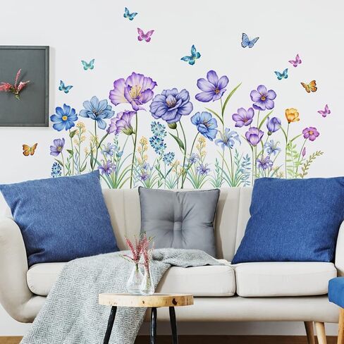 الزهور جدار الشارات الربيع فراشة زهرة الجدار الجداريات ملصقات قابلة للإزالة DIY قشر وعصا حديقة الزهور جدار الفن للأطفال أطفال بنات الحضانة الفصول الدراسية غرفة نوم غرفة المعيشة ديكور in Kuwait
