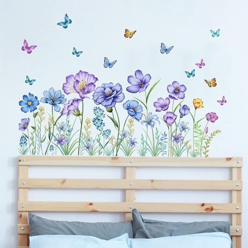 الزهور جدار الشارات الربيع فراشة زهرة الجدار الجداريات ملصقات قابلة للإزالة DIY قشر وعصا حديقة الزهور جدار الفن للأطفال أطفال بنات الحضانة الفصول الدراسية غرفة نوم غرفة المعيشة ديكور in Kuwait