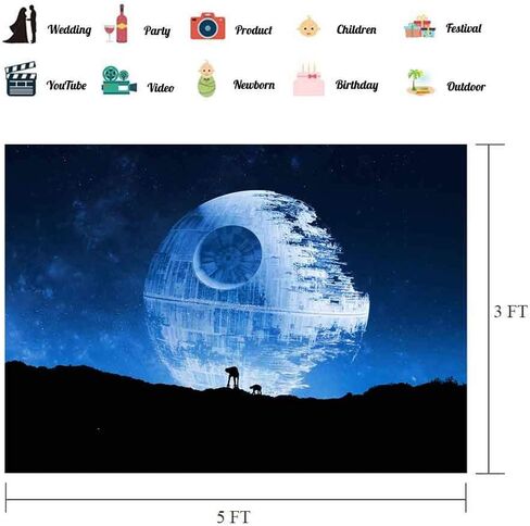 EOA 5 (عرض) × 3 (ارتفاع) قدم خلفية تصوير نجمة الموت الزرقاء المجرة Superweapon حرب النجوم خلفية المشجعين رجل الكهف نسيج راية استوديو الدعائم in Kuwait