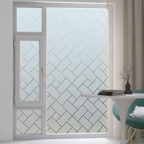 فيلم خصوصية النافذة، ملصقات نافذة شبكية مزخرفة، شارات نافذة زجاجية، ملصق نافذة لاصق ثابت من الفينيل غير لاصق بدون غراء (35.4 × 78.7 بوصة) in Kuwait