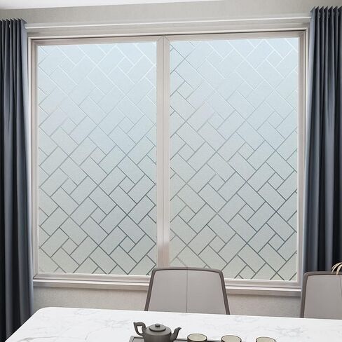 فيلم خصوصية النافذة، ملصقات نافذة شبكية مزخرفة، شارات نافذة زجاجية، ملصق نافذة لاصق ثابت من الفينيل غير لاصق بدون غراء (35.4 × 78.7 بوصة) in Kuwait