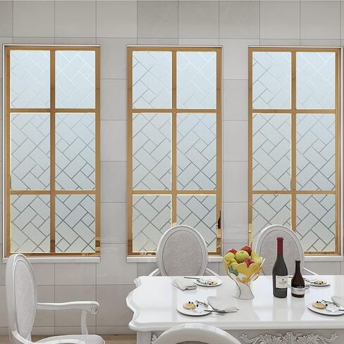 فيلم خصوصية النافذة، ملصقات نافذة شبكية مزخرفة، شارات نافذة زجاجية، ملصق نافذة لاصق ثابت من الفينيل غير لاصق بدون غراء (35.4 × 78.7 بوصة) in Kuwait
