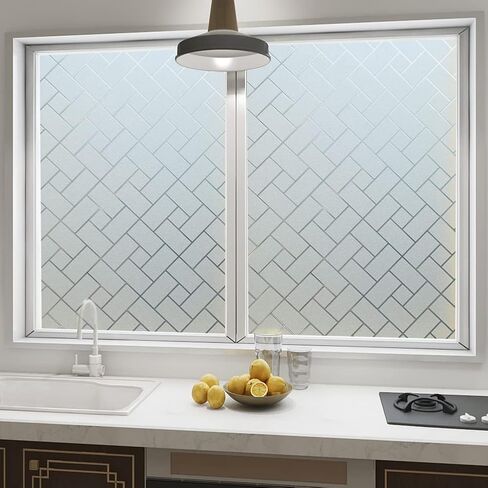 فيلم خصوصية النافذة، ملصقات نافذة شبكية مزخرفة، شارات نافذة زجاجية، ملصق نافذة لاصق ثابت من الفينيل غير لاصق بدون غراء (35.4 × 78.7 بوصة) in Kuwait