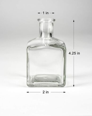 Serene Spaces Living Glass Bottle Bud Vases Set of 6, Vintage Square Bottle Style - Elegant Vases, 4.5" Tall by 2" Square in Saudi Arabia