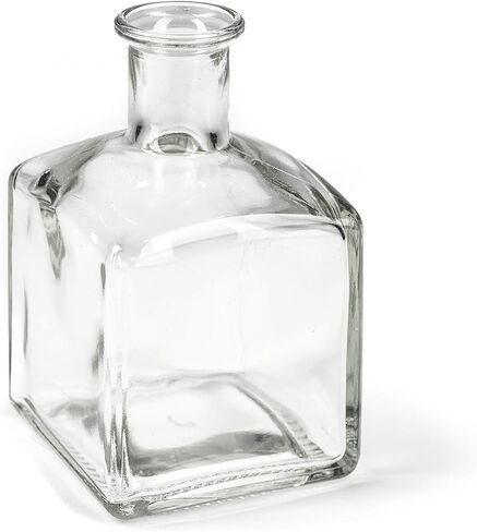 Serene Spaces Living Glass Bottle Bud Vases Set of 6, Vintage Square Bottle Style - Elegant Vases, 4.5" Tall by 2" Square in Saudi Arabia