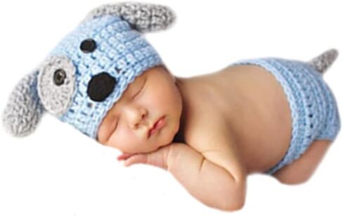 دعائم التصوير الفوتوغرافي لحديثي الولادة للاولاد والبنات والرضع، قبعة كرتونية لطيفة وسروال، ملابس محبوكة لالتقاط الصور in Kuwait