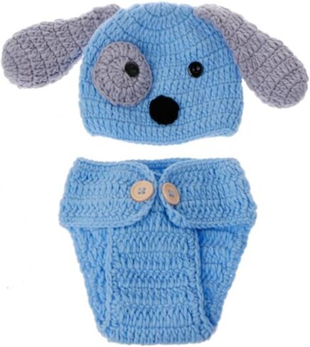 دعائم التصوير الفوتوغرافي لحديثي الولادة للاولاد والبنات والرضع، قبعة كرتونية لطيفة وسروال، ملابس محبوكة لالتقاط الصور in Kuwait