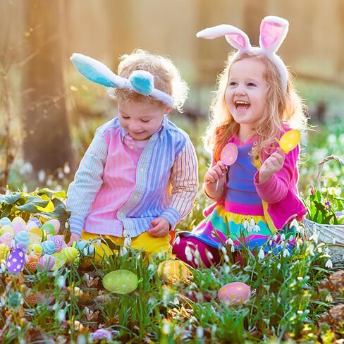 AhfuLife 12Pcs Easter Eggs Hanging Ornaments Decorations, Easter Plastic Eggs for Easter Tree, Easter Colorful Eggs Painted Eggs for Home Easter Party Decor in Kuwait