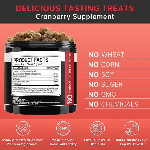 التوت البري للكلاب علاج التهاب المسالك البولية - ملحق صحة المسالك البولية والمثانة والكلى. مع Astragalus، D-Mannose، يدعم سلس البول، والتهابات المثانة والحصوات، ومشاكل الجهاز الهضمي، 120 مضغًا in Kuwait
