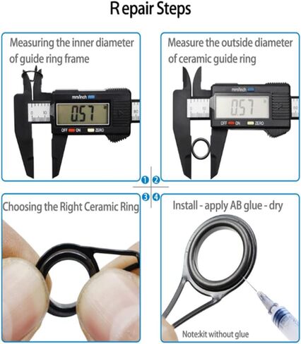 طقم استبدال حلقة دليل السيراميك لقضيب الصيد 160 قطعة، طقم إصلاح قضيب الصيد، 11 مقاسًا من 0.14 بوصة إلى 1.18 بوصة in Kuwait