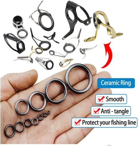 طقم استبدال حلقة دليل السيراميك لقضيب الصيد 160 قطعة، طقم إصلاح قضيب الصيد، 11 مقاسًا من 0.14 بوصة إلى 1.18 بوصة in Kuwait