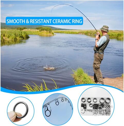 طقم استبدال حلقة دليل السيراميك لقضيب الصيد 160 قطعة، طقم إصلاح قضيب الصيد، 11 مقاسًا من 0.14 بوصة إلى 1.18 بوصة in Kuwait