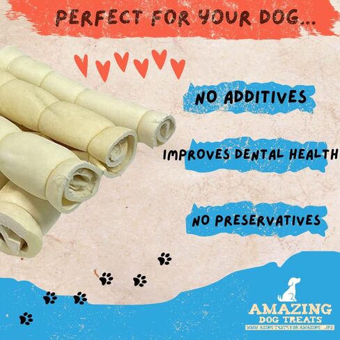 Amazing Dog Treats - Beef Cheek Rolls (6 Inch Regular - 8 Pcs) - No Hide - Safe Rawhide Alternative Dog Chew - Great for Power Chewers - Long Lasting Dog Chew - No Splinters - Retriever Rolls For Dogs in Saudi Arabia