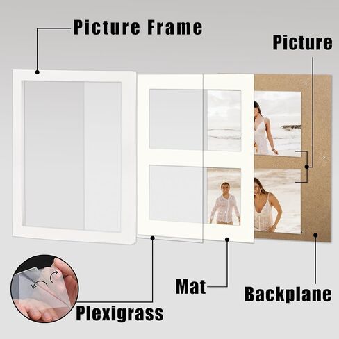 إطار صورة خشبي من ORIVAN مقاس 8x10، شاشة سوداء مقاس 4x6، صور مزدوجة بتنسيقات أفقية ورأسية in Kuwait