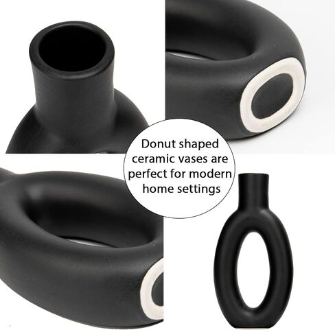 المزهريات الخزفية ديكور الجرف الجدول المركزية - ديكور الطاولة لغرفة المعيشة مزهرية بوهو، مزهرية زهرة بامباس مستديرة مجوفة غير لامعة، قطع مركزية للطاولة لغرفة الطعام Cynkeyee 4.5 × 2 × 8.5 بوصة in Kuwait