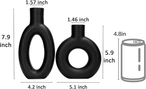 المزهريات الخزفية ديكور الجرف الجدول المركزية - ديكور الطاولة لغرفة المعيشة مزهرية بوهو، مزهرية زهرة بامباس مستديرة مجوفة غير لامعة، قطع مركزية للطاولة لغرفة الطعام Cynkeyee 4.5 × 2 × 8.5 بوصة in Kuwait