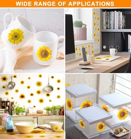 Sunflower Wall Sticker Removable Yellow Flowers Decal Waterproof 3D Floral Butterfly Wall Sticker DIY Decor for Kids Baby Bedroom Living Room Bathroom Nursery Decoration in Kuwait