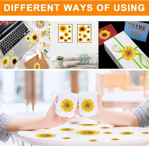 Sunflower Wall Sticker Removable Yellow Flowers Decal Waterproof 3D Floral Butterfly Wall Sticker DIY Decor for Kids Baby Bedroom Living Room Bathroom Nursery Decoration in Kuwait