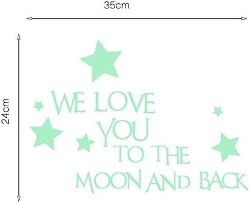 ملصق حائط 32 سم يحمل عبارة "Glow in The Dark Moon We Love You To The Moon And Back" ملصق جداري يحمل عبارات متوهجة وقمر مضيء وملهمة مطبوعة ملصقات جدارية أو ملصقات فنية للسقف قابلة للإزالة in Kuwait