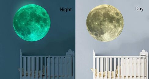 ملصق حائط 32 سم يحمل عبارة "Glow in The Dark Moon We Love You To The Moon And Back" ملصق جداري يحمل عبارات متوهجة وقمر مضيء وملهمة مطبوعة ملصقات جدارية أو ملصقات فنية للسقف قابلة للإزالة in Kuwait