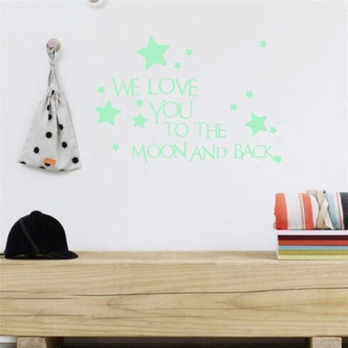 ملصق حائط 32 سم يحمل عبارة "Glow in The Dark Moon We Love You To The Moon And Back" ملصق جداري يحمل عبارات متوهجة وقمر مضيء وملهمة مطبوعة ملصقات جدارية أو ملصقات فنية للسقف قابلة للإزالة in Kuwait
