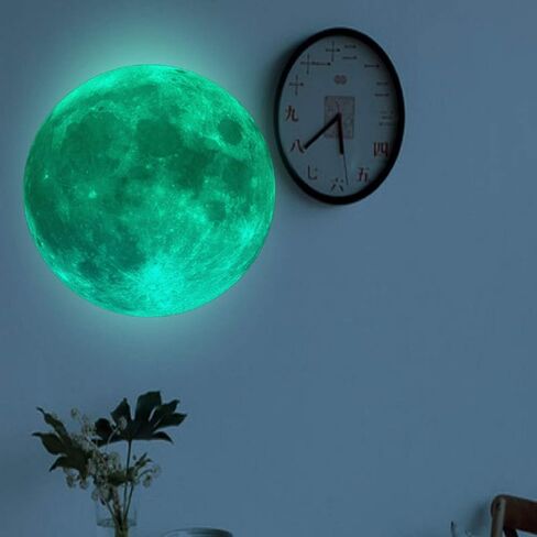 ملصق حائط 32 سم يحمل عبارة "Glow in The Dark Moon We Love You To The Moon And Back" ملصق جداري يحمل عبارات متوهجة وقمر مضيء وملهمة مطبوعة ملصقات جدارية أو ملصقات فنية للسقف قابلة للإزالة in Kuwait