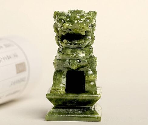 A Pair Natural Green Jade Carved Feng Shui Fu Foo Dog Guardion Door Lion (11" H x 6" L x 3.6" W (inch) 27lb) in Saudi Arabia