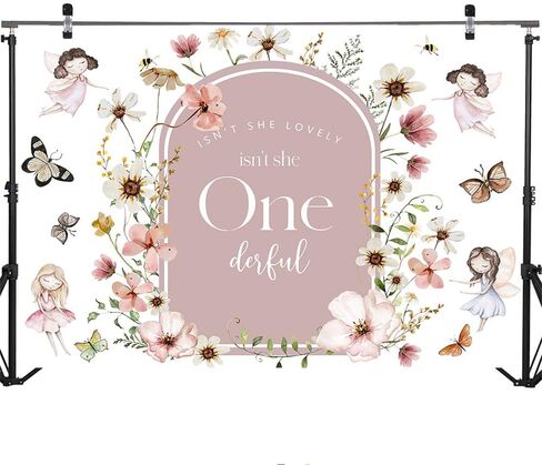 Mocsicka Isn't She Lovely Isn't She Onederful Backdrop Boho Floral Girl 1st Birthday Decorations Miss Onederful Sweet Baby Girl First Birthday Party Decoration Banner (6x4ft, Boho) in Kuwait