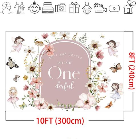 Mocsicka Isn't She Lovely Isn't She Onederful Backdrop Boho Floral Girl 1st Birthday Decorations Miss Onederful Sweet Baby Girl First Birthday Party Decoration Banner (6x4ft, Boho) in Kuwait