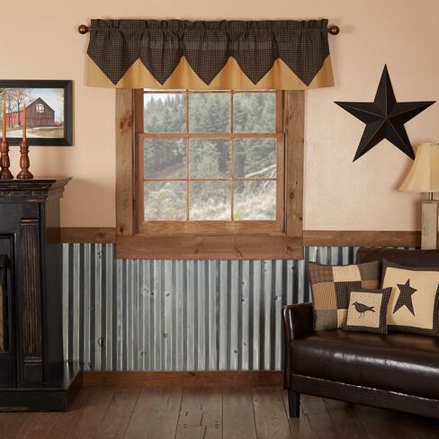 VHC Brands 7184 Kettle Grove Plaid Valance مبطنة بطبقات 16x72 in Saudi Arabia