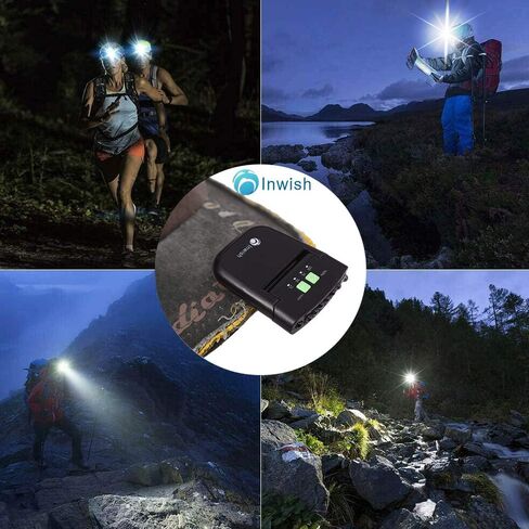 INWISH LED Hat Light Headlamp Flashlight, Clip On Cap Lights w/USB Rechargeable, Red Light, Battery Meter, Pivoting Head - Ultra Bright 200 Lumen Hands Free Hat Light for Baseball Caps Adults Kids in Saudi Arabia