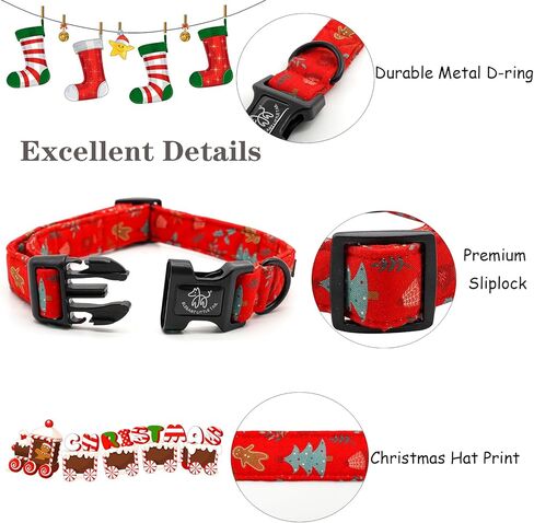 طوق كلب أنيق بذيل صغير لعيد الميلاد، طوق أخضر للحيوانات الأليفة، أطواق كلب منقوشة متينة، هدية للعطلات للفتيات أو الصبيان، طوق كلب قابل للتعديل لجرو X-Small in Kuwait