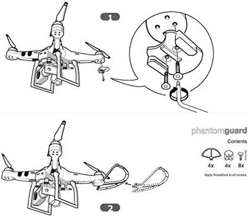 واقي كبس BT-PHANTOM-GD PhantomGuard من Bestem لجهاز DJI Phantom 1/2/3، (مجموعة من 4) in Kuwait