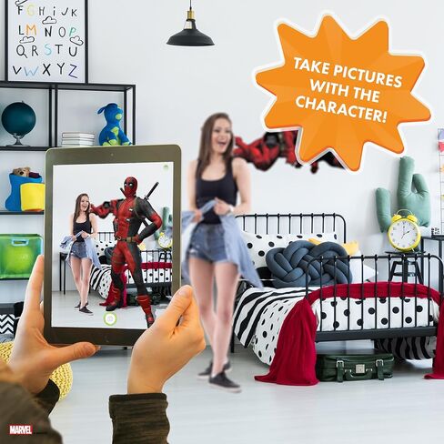 وول بالز ملصق حائط ديدبول من مارفل - ملصقات حائط ديدبول مع تفاعل الواقع المعزز ثلاثي الابعاد - ملصق ديدبول للجدران 12 انش × 34 انش ديكور غرفة مارفل in Kuwait