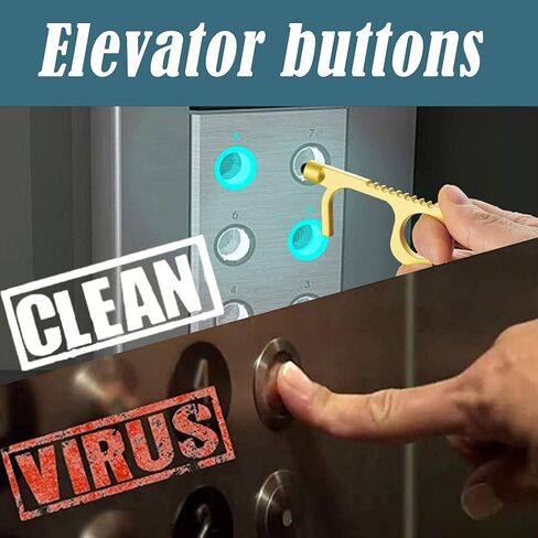 ZLMC[قطعتان] أداة فتح باب بدون لمس، أداة فتح باب متعددة الوظائف بدون لمس، أداة ضغط زر الخطاف، أداة لمس آمنة (أحمر، أزرق) in Kuwait