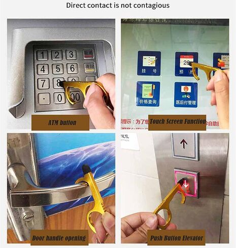 ZLMC[قطعتان] أداة فتح باب بدون لمس، أداة فتح باب متعددة الوظائف بدون لمس، أداة ضغط زر الخطاف، أداة لمس آمنة (أحمر، أزرق) in Kuwait