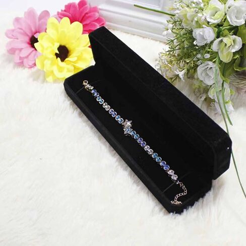 FAYADA صندوق هدايا على شكل سوار أسود مخملي، صندوق هدايا لعرض المجوهرات، صندوق تخزين المجوهرات، علبة تخزين المجوهرات لحفلات الزفاف، الاقتراحات، أعياد الميلاد والذكرى السنوية in Kuwait