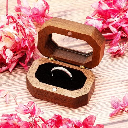 صندوق خواتم خشبي فردي عتيق للخطوبة مع غطاء اكريليك لعرض الخواتم وعرض المجوهرات in Kuwait