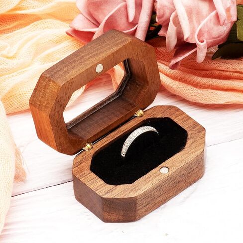 صندوق خواتم خشبي فردي عتيق للخطوبة مع غطاء اكريليك لعرض الخواتم وعرض المجوهرات in Kuwait