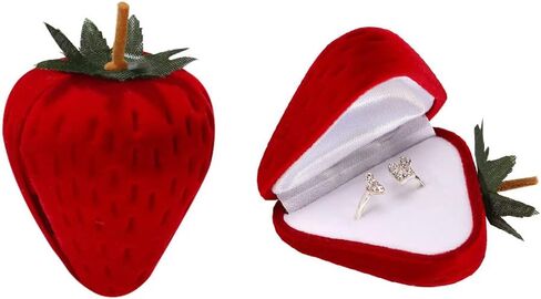 2Pcs Strawberry Ring Box Red Velvet Ring Jewelry Storage Box，Ideal for Marriage Proposals,Wedding，Birthdays and Anniversaries (Cherry) in Saudi Arabia