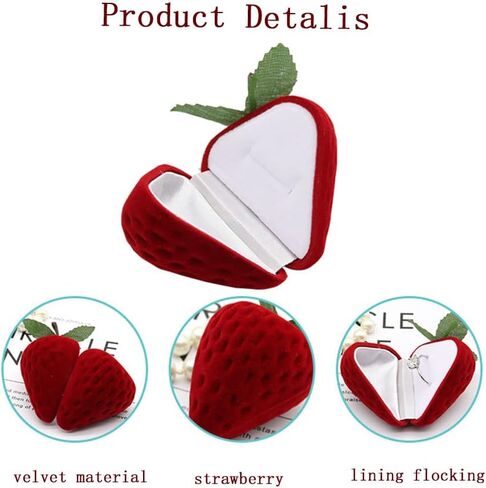 2Pcs Strawberry Ring Box Red Velvet Ring Jewelry Storage Box，Ideal for Marriage Proposals,Wedding，Birthdays and Anniversaries (Cherry) in Saudi Arabia