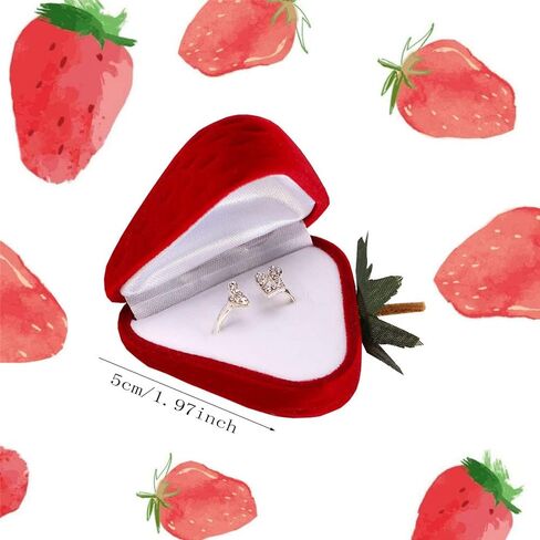 2Pcs Strawberry Ring Box Red Velvet Ring Jewelry Storage Box，Ideal for Marriage Proposals,Wedding，Birthdays and Anniversaries (Cherry) in Saudi Arabia