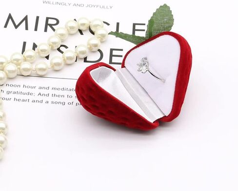 2Pcs Strawberry Ring Box Red Velvet Ring Jewelry Storage Box，Ideal for Marriage Proposals,Wedding，Birthdays and Anniversaries (Cherry) in Saudi Arabia