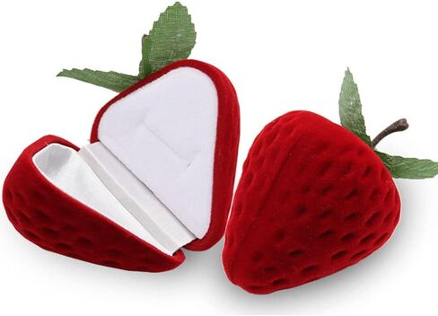 2Pcs Strawberry Ring Box Red Velvet Ring Jewelry Storage Box，Ideal for Marriage Proposals,Wedding，Birthdays and Anniversaries (Cherry) in Saudi Arabia