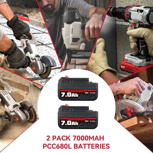 2 حزمة 7.0ah PCC685L 20V بطارية متوافقة مع كابل بورتر 20 فولت استبدال البطارية لكابل بورتر 20 فولت ماكس بطاريات ليثيوم أيون 20 فولت PCC685L PCC680L قابلة للشحن in Kuwait