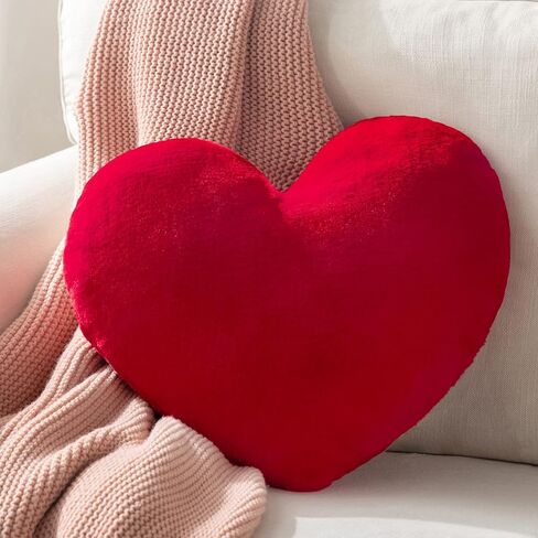Ashler عيد الحب الأحمر على شكل قلب رمي الوسائد، فو الفراء أرنب 3D رقيق القلب رمي الوسائد الزخرفية، لطيف أفخم لينة رمي الوسائد هدية للأطفال غرفة المعيشة وأريكة 15 × 17 بوصة in Kuwait
